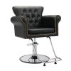 Barber Chair Salon Chair For Hair Stylist With Rivet - black - black