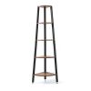 Corner Shelf, 5-Tier Bookshelf, Plant Stand, Wood Look Accent Bookcase Furniture with Metal Frame, for Home and Office, Rustic Brown RT - Rustic Brown
