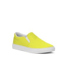 Men's Athletic Sneakers, Yellow Low Top Canvas Sports Shoes - 01DO7Z - 5 - Yellow