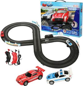 Bosonshop Electric 1:64 Scale Slot Car Racing Track Set Toddler Game Toy With Two Cars For Dual Racing For Kids - black