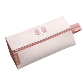 Pencil Case Large Capacity Faux Leather Pen Bag Pencil Box for Girls Students  - White