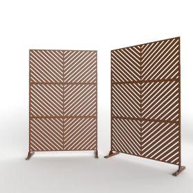 6.5 ft. H x 4 ft. W Outdoor Laser Cut Metal Privacy Screen, 24"*48"*3 panels - Brown - Galvanized steel