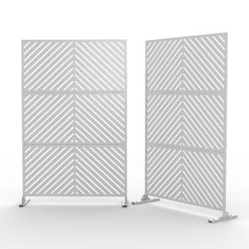 6.5 ft. H x 4 ft. W Outdoor Laser Cut Metal Privacy Screen, 24"*48"*3 panels - White - Galvanized steel