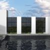 6.5 ft. H x 4 ft. W Outdoor Laser Cut Metal Privacy Screen, 24"*48"*3 panels - Black - Galvanized steel