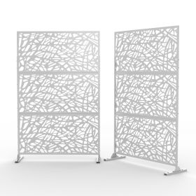 6.33 ft. H x 3.93 ft. W Laser Cut Metal Privacy Screen;  24"*48"*3 panels - White - Galvanized steel