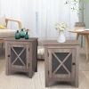 Set of 2 Industrial Nightstand Side Table End Table with X Design Glass Door--vintage wood grain XH - vintage wood grain