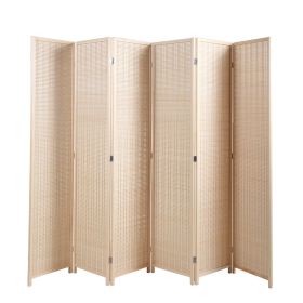 6-Panel Room Divider, 6 FT Tall Room Divider, Folding Privacy Screens, Freestanding Room Dividers - Natural