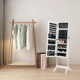 Non Full Mirror Wooden Floor Standing 4-Layer Shelf Jewelry Storage Adjustable Mirror Cabinet * White