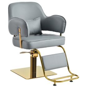 Elegant Barber Chair,Salon Chair for Hair Stylis,with Heavy Duty Hydraulic Pump Adjustable Barber Chair for Beauty Salon Spa Equipment,Gray - as Pic