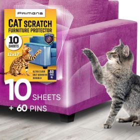 Heavy Duty Cat Scratch Deterrent Furniture Protectors for Sofa Doors 10 Pack Clear 17x12x0.25 inch Couch Protectors from Cats - Primens
