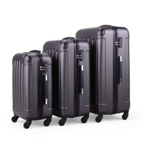 3-Piece Luggage Expandable Lightweight Travel Suitcase Set with Code Lock, Spinner Wheels, 20/24/28 Inches - gray