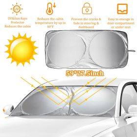 Foldable Car Front Rear Window Windshield Sun Shade Shield Cover Visor UV Block - Silver