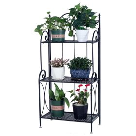 Metal Foldable 3-Tier Plant & Home DÃ©cor Display Stand Rack / Book Shelf - Black