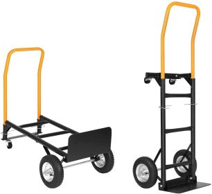 Bosonshop Convertible Hand Truck Dual Purpose 2 Wheel Dolly and 4 Wheel Push Cart with Swivel Wheels 330 Lbs - KM3647
