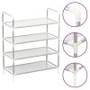 Shoe Rack with 4 Shelves Metal and Non-woven Fabric Silver - Silver