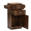 3-Layer Beauty Salon Storage Cabinet Hairdressing Tool Styling Station w/ 6 Hair Dryer Holders;  2 Drawers and 1 Cabinet - Rustic Brown