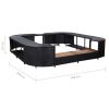 vidaXL Square Spa Surround Black 105.5"x105.5"x21.7" Poly Rattan - Black