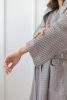 Waffle Linen Bathrobe with Hoodie in White - One size - Amber