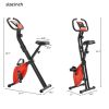 Folding Stationary Upright Indoor Cycling Exercise Bike with Resistance Bands - Red