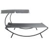 Patio Lounge Bed with Canopy and Pillows Gray - Grey
