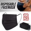 100 PCS Disposable Face Mask Non Medical Surgical 3 Ply Ear Loop Black Masks - Black