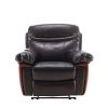 Massage Recliner PU Leather Sofa Chair with Heating and Massage Vibrating Function - Brown