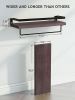 Floating bathroom shelf with towel rail; bathroom/living/kitchen/bedroom wall shelf set of 2; light brown; dark brown; black. - Brick Red