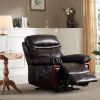 Massage Recliner PU Leather Sofa Chair with Heating and Massage Vibrating Function - Brown