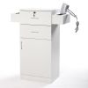 3-Layer Beauty Salon Storage Cabinet Hairdressing Tool Styling Station w/ 6 Hair Dryer Holders;  2 Drawers and 1 Cabinet - White