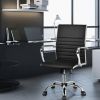 PU Leather Office Chair High Back Conference Task Chair with Armrests - Black