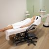 72in 3-Section Spa Beauty Salon Tattoo Massage Bed with Motorized Reclinable Height Power Lift & Stool Black - BLACK
