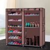 Double Rows Home Shoe Rack Shelf Storage Closet Organizer Cabinet - Coffee