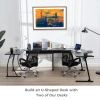 L Shaped Corner Computer Gaming Desk 58" L x 44" W Modern Workstation Table for Small Space Home Office;  Black - Black Desktop & Grey Leg