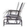 2-Person Outdoor Glider Bench;  Patio Glider Bench with Center Side Table;  Loveseat Glider Chair for Porch;  Garden;  Poolside;  Balcony - Gray