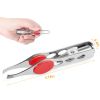 LED Eyebrow Tweezer Stainless Steel Make Up Tweezer w/ LED Light Rubber Finger Pads - Silver