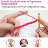 22Pcs Multi-Color Crochet Hook Needles Aluminum Handle Sewing Kit DIY Hand Knitting Craft Art Tools - Multi-Color
