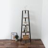 Corner Shelf, 5-Tier Bookshelf, Plant Stand, Wood Look Accent Bookcase Furniture with Metal Frame, for Home and Office, Rustic Brown RT - Rustic Brown