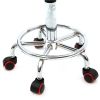 Round Shape Adjustable Salon Stool with Back and Line White Anti-rust Chair - White