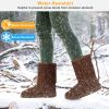 Women Ladies Snow Boots Waterproof Faux Suede Mid-Calf Boots Fur Warm Lining Shoes - Chocolate - 8