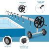 18 Ft Aluminum Inground Solar Cover Swimming Pool Cover Reel - Black