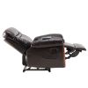 Massage Recliner PU Leather Sofa Chair with Heating and Massage Vibrating Function - Brown