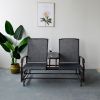 2-Person Outdoor Glider Bench;  Patio Glider Bench with Center Side Table;  Loveseat Glider Chair for Porch;  Garden;  Poolside;  Balcony - Gray