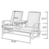 2-Person Outdoor Glider Bench;  Patio Glider Bench with Center Side Table;  Loveseat Glider Chair for Porch;  Garden;  Poolside;  Balcony - Gray