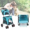 Portable Folding Dog Stroller Travel Cage Stroller for Pet Cat Kitten Puppy Carriages - Large 4 Wheels Elite Jogger - KM3221