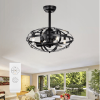 Hot Sell Industrial Ceiling Fan Light Kit for Living Room Bedroom Kitchen and Bladeless Caged Ceiling Fan with Lights - Matte Black