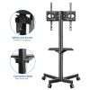 Modern Rolling TV Stand Mobile TV Cart for 23 to 55 inch Flat TVs; Black - Black - Metal