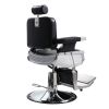 Reclining Barber Chair Hydraulic Salon Chair with Adjustable Headrest, Backrest, Footrest and Heavy Duty Base, Black+Silver - Black+Silver