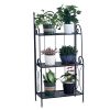 Metal Foldable 3-Tier Plant & Home DÃ©cor Display Stand Rack / Book Shelf - Black