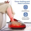 Foot Massager Electric Shiatsu Machine with Heat Kneading Vibration Air Compression Pressure Foot Spa - Gray - Metal plastic