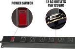 Bosonshop Surge Protector Power Strip with Outlets and USB Charging Ports 6-Foot Cord for Home, Office -Black (1, 12 outlets) - KM3727